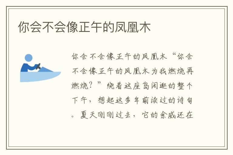 你會不會像正午的鳳凰木