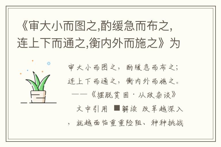 《審大小而圖之,酌緩急而布之,連上下而通之,衡內外而施之》為政用典名句