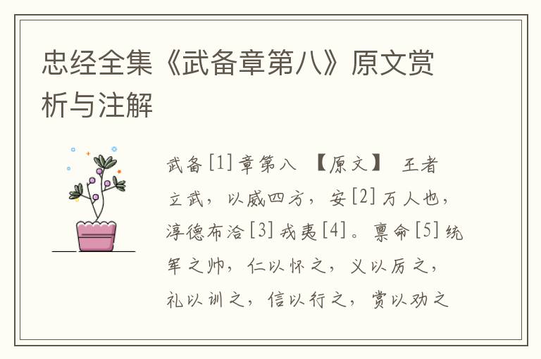 忠經(jīng)全集《武備章第八》原文賞析與注解