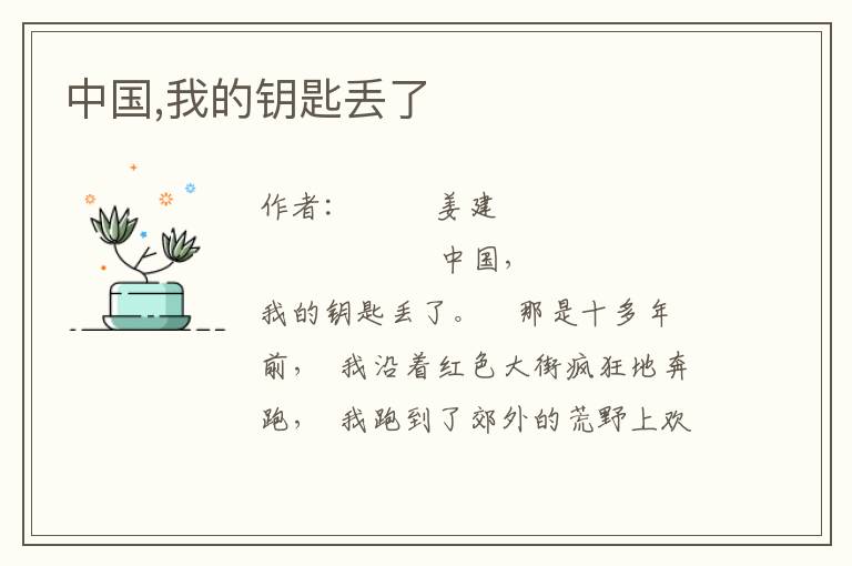 中國,我的鑰匙丟了