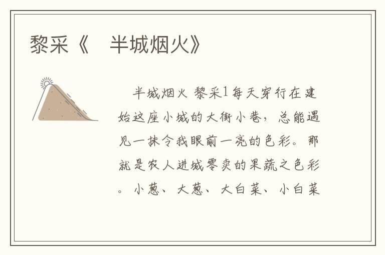 黎采《?半城煙火》