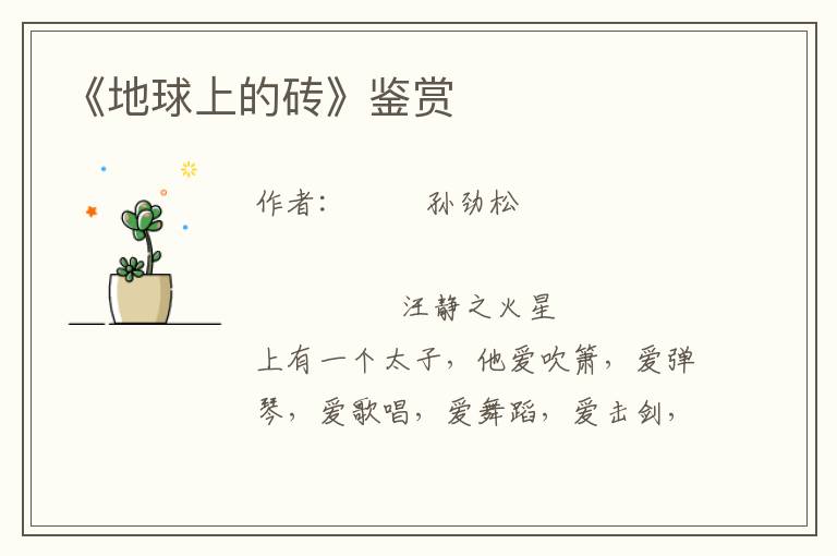 《地球上的磚》鑒賞