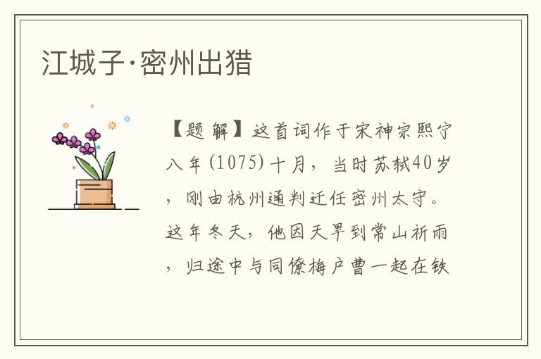 江城子·密州出獵