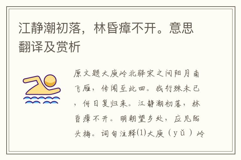 江靜潮初落,林昏瘴不開。意思翻譯及賞析