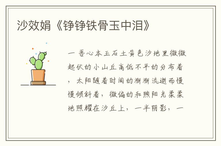 沙效娟《錚錚鐵骨玉中淚》