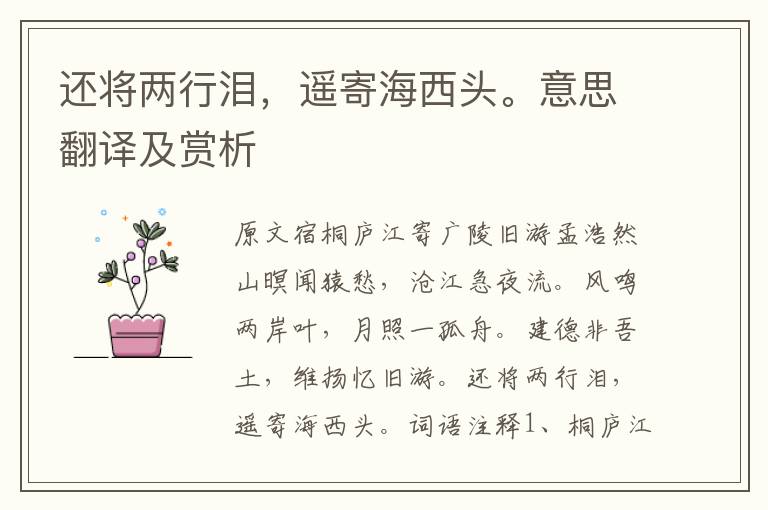 還將兩行淚，遙寄海西頭。意思翻譯及賞析