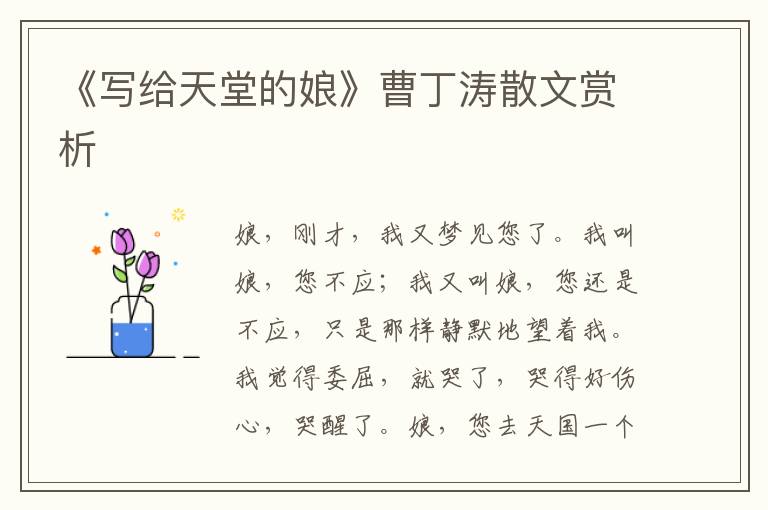 《寫給天堂的娘》曹丁濤散文賞析