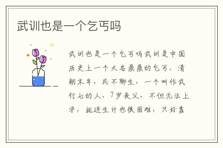 武訓也是一個乞丐嗎