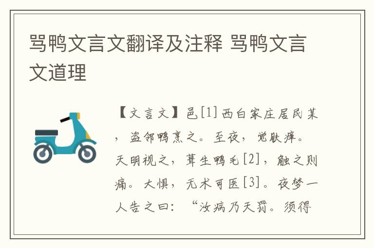 罵鴨文言文翻譯及注釋 罵鴨文言文道理