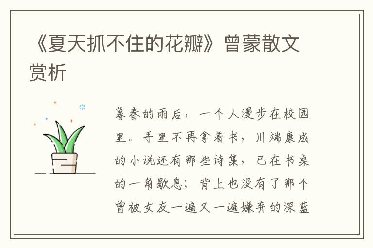 《夏天抓不住的花瓣》曾蒙散文賞析