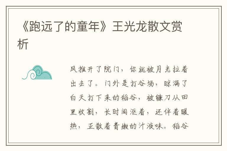 《跑遠了的童年》王光龍散文賞析