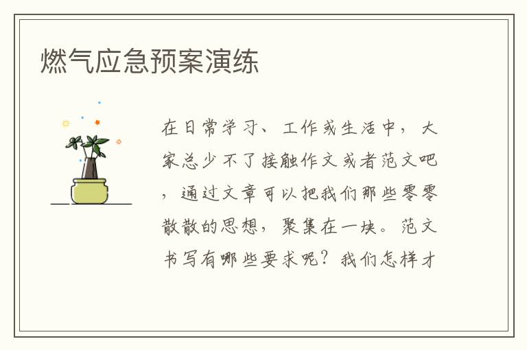 燃氣應(yīng)急預(yù)案演練