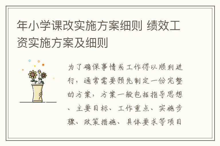 年小學課改實施方案細則 績效工資實施方案及細則