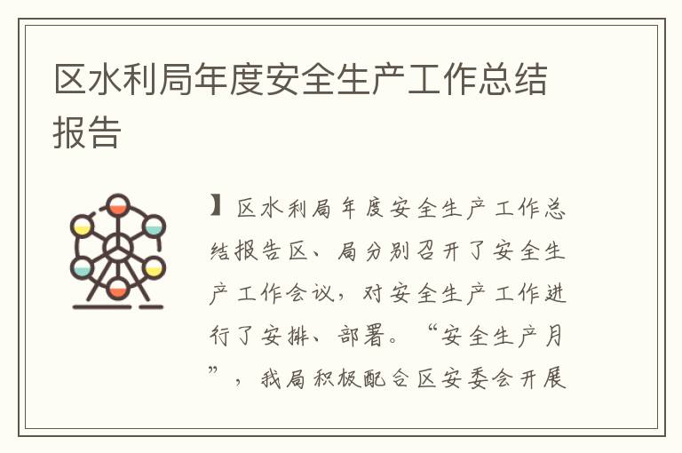 區水利局年度安全生產工作總結報告