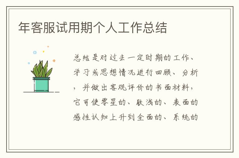年客服試用期個人工作總結